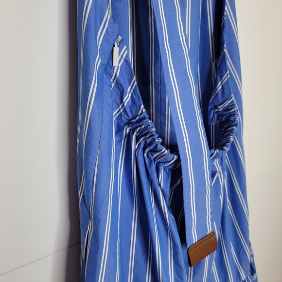 Tibi Blue Stripe Halter Midi Dress Colorblock Skirt | Size 8 - Picture 3 of 9